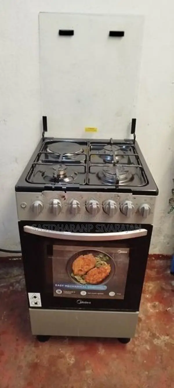 Midea Standing Cooker – 3 Gas Burners + Electric Hotplate With Oven