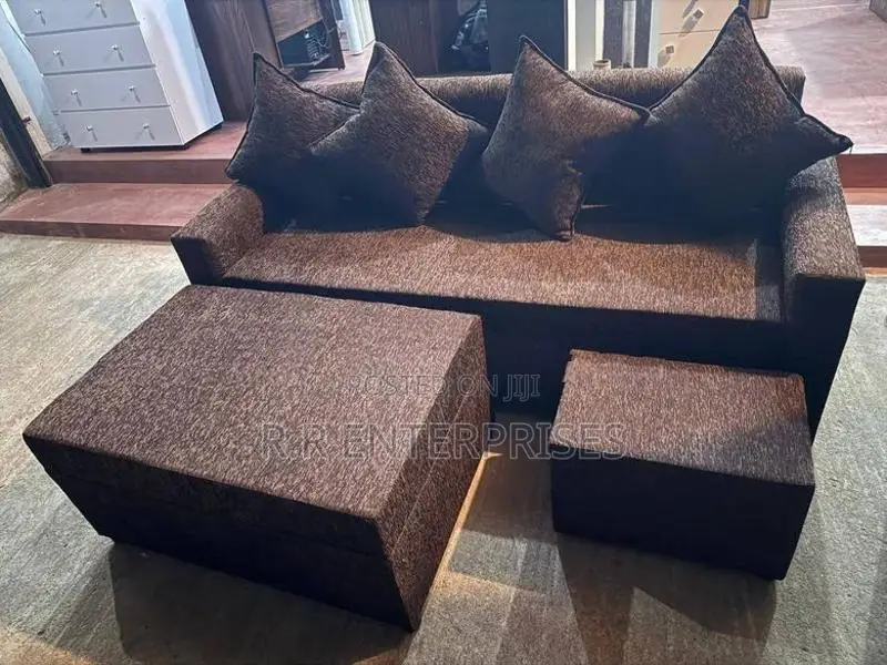 New Brown Modern Sofa Set with Stool Pillow