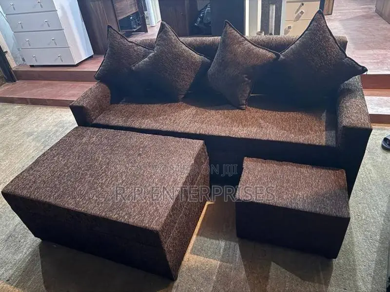 New Brown Modern Sofa Set with Stool Pillow