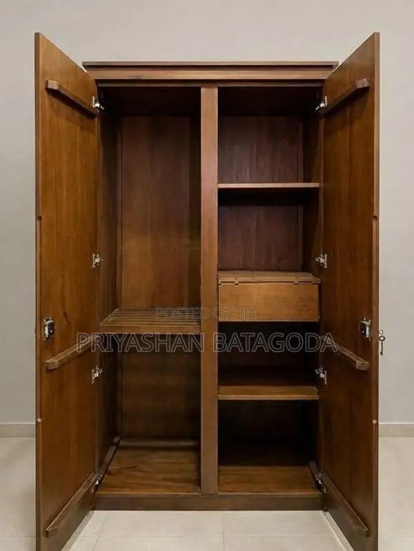 Brand-New 2-Door Mahogany Wardrobe With Drawer Shelves