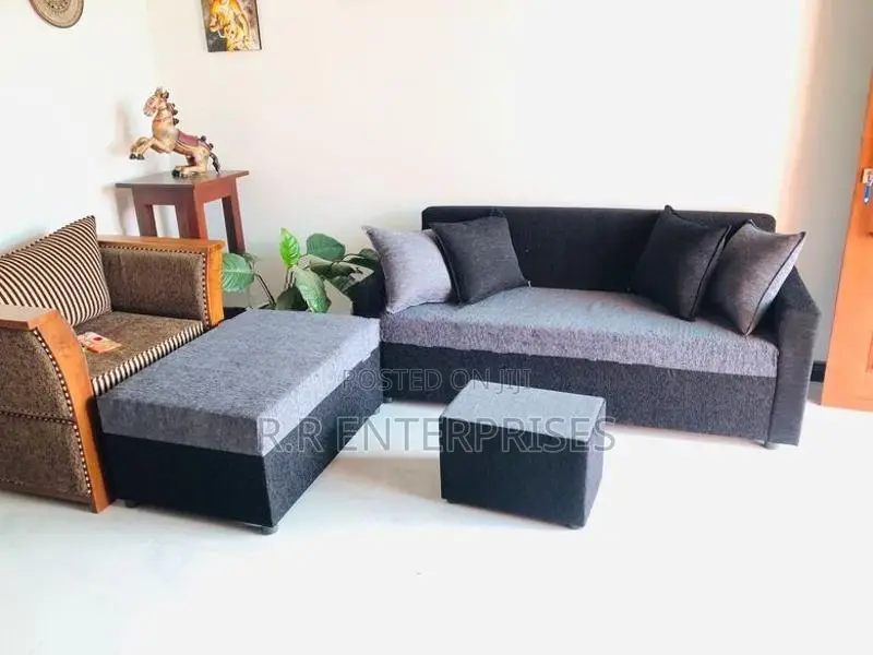 Modern Fabric L Sofa Set