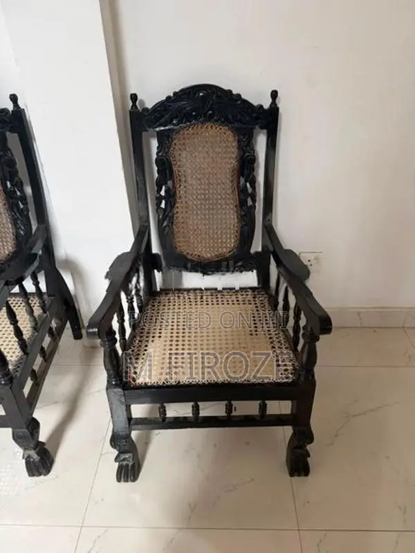 Set of 4 Carved Wooden Armchairs