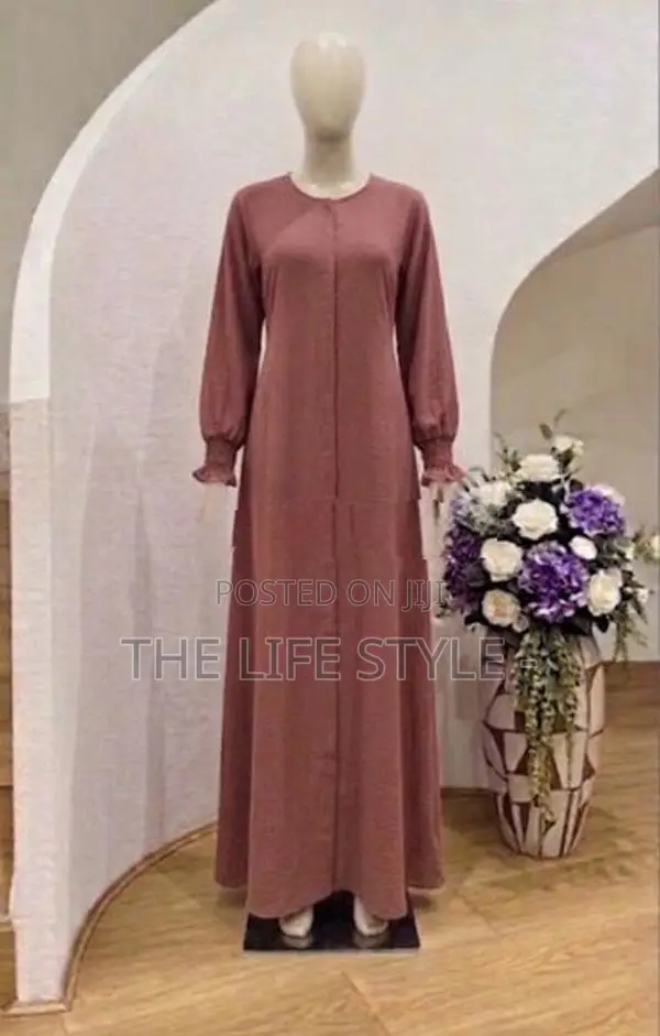 Stylish CEY Material Puff Sleeve Long Abaya