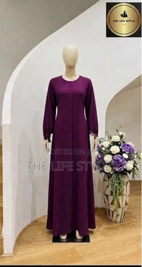 Stylish CEY Material Puff Sleeve Long Abaya