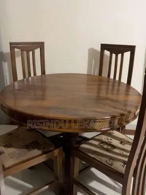 Teak Wood Round Dining Table with 4 Chairs