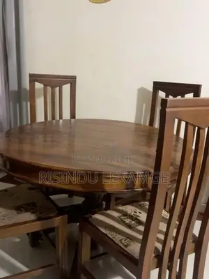 Teak Wood Round Dining Table with 4 Chairs