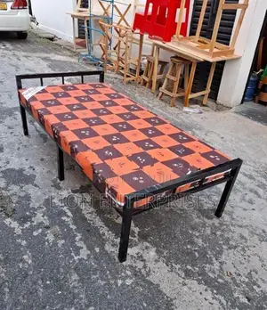 Steel single bed with mattress