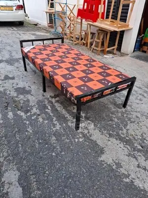 Steel single bed with mattress