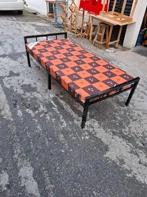 Steel single bed with mattress