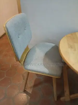 Wood Folding Round Dining Coffee Table with 2 Fabric Chairs