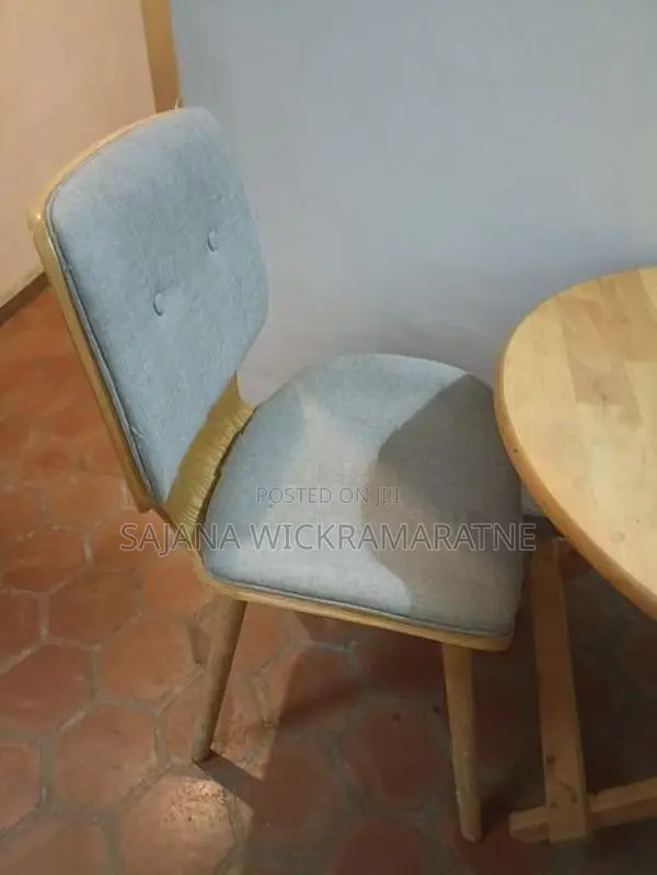 Wood Folding Round Dining Coffee Table with 2 Fabric Chairs