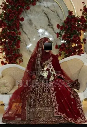 Maroon Velvet Bridal Lehenga