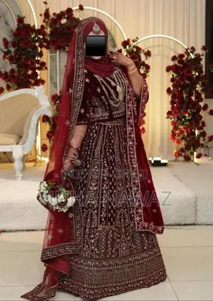 Maroon Velvet Bridal Lehenga