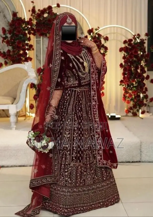 Maroon Velvet Bridal Lehenga