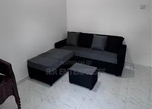 Black Sofa Set with Stool Pillow