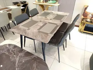 Modern Granite Top Dining Set with 4 Chairs