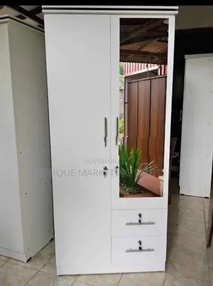 Modern 2 Drawer White 2D Wardrobe