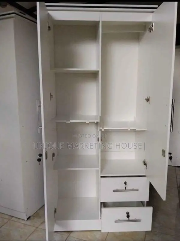 Modern 2 Drawer White 2D Wardrobe