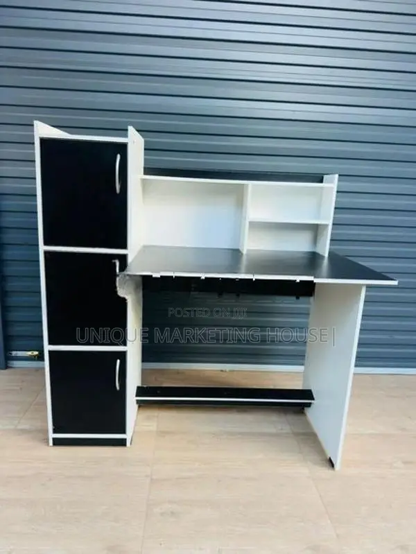 MODERN WHITE MIX BLK SIDE 3 CUPBOARD STUDY TABLE