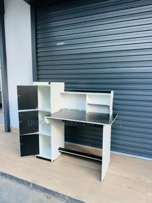 MODERN WHITE MIX BLK SIDE 3 CUPBOARD STUDY TABLE