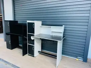 MODERN WHITE MIX BLK SIDE 3 CUPBOARD STUDY TABLE