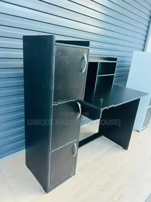Modern Melamine Fully Black Side 3 Cupboard Study Table