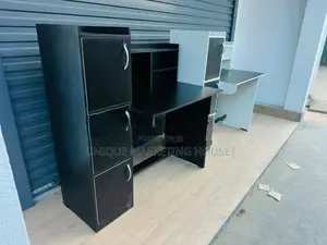 Modern Melamine Fully Black Side 3 Cupboard Study Table