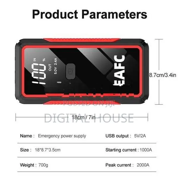Jump Starter Battery Power Bank 12v 2000A + Usb Out for car / van jeep