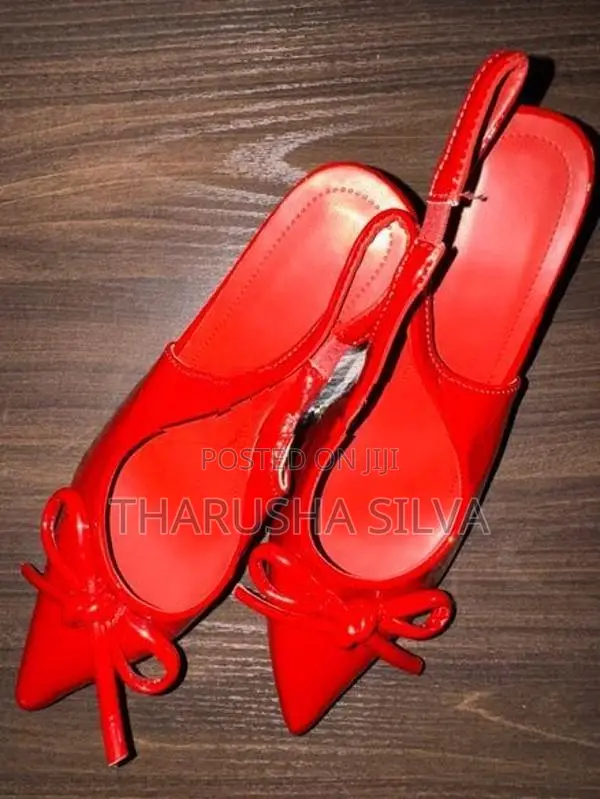 Glossy Red Sling Back Heels