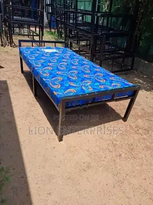 6×3 Steel single beds with 4 inch double layer mattress