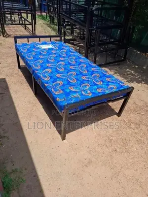 6×3 Steel single beds with 4 inch double layer mattress