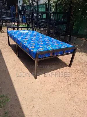 6×3 Steel single beds with 4 inch double layer mattress