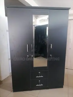 New Black Colour 3 Door Cupboard with Mirror 6x4 Ft Wardrobe