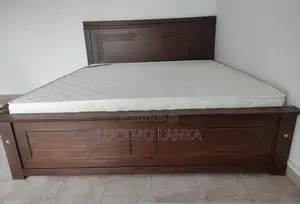 New 72x72 Teak 3.5 Leg Large Box Bed with Arpico Spring Mattress 8"