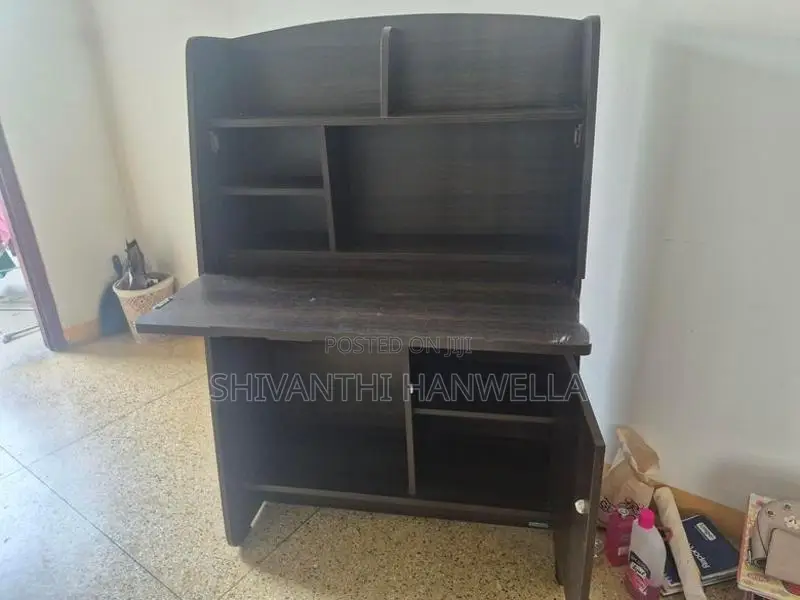 Foldable Table Cupboard with TV Stand (Black brown)