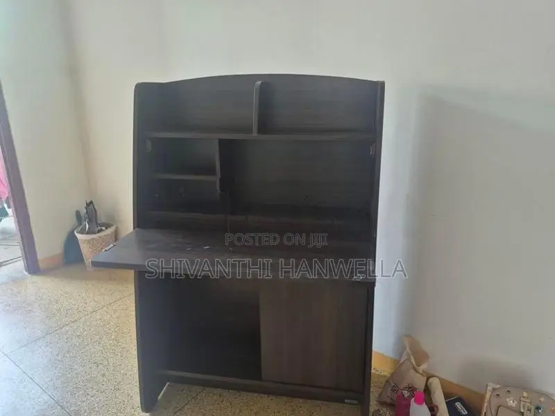 Foldable Table Cupboard with TV Stand (Black brown)