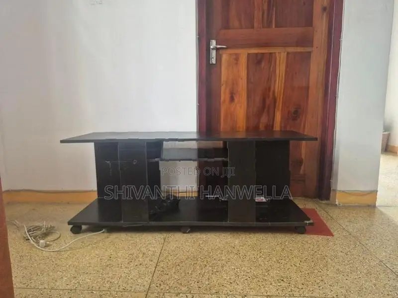 Foldable Table Cupboard with TV Stand (Black brown)