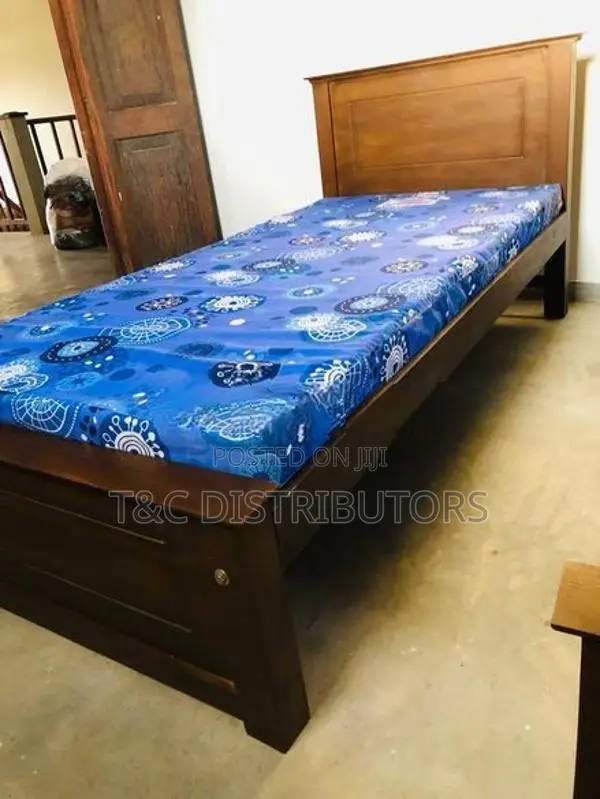 72*36 Single Teak Box Bed With Double Layer Mattress