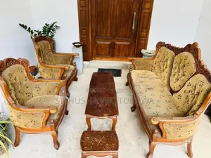 Solid Wood Sofa Set with Stool