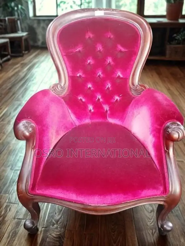 Mahogany Red Velvet Cushion Arm Chair