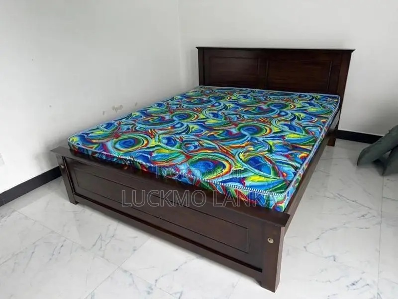 New 72"x60" (6x5) Size Teak Box Bed With Arpico Hybrid Mattress (Ii10)