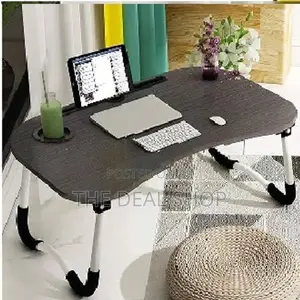 Foldable Bed Laptop Table With Cup Holder Tab -