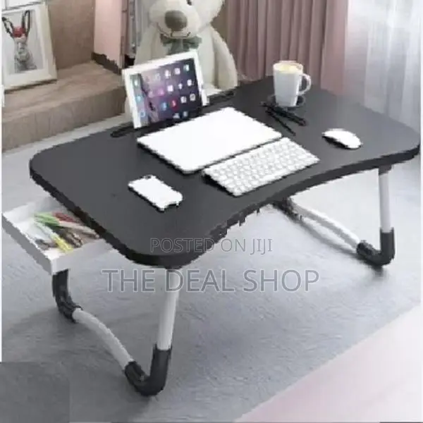 Foldable Bed Laptop Table With Cup Holder Tab -