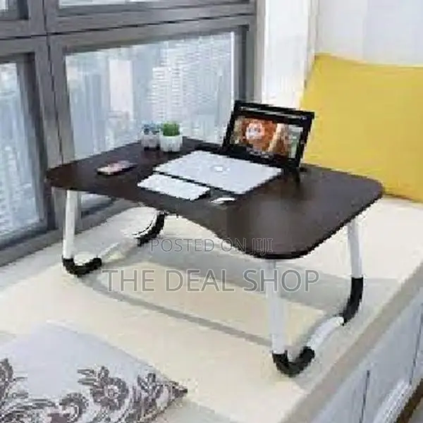 Foldable Bed Laptop Table With Cup Holder Tab -