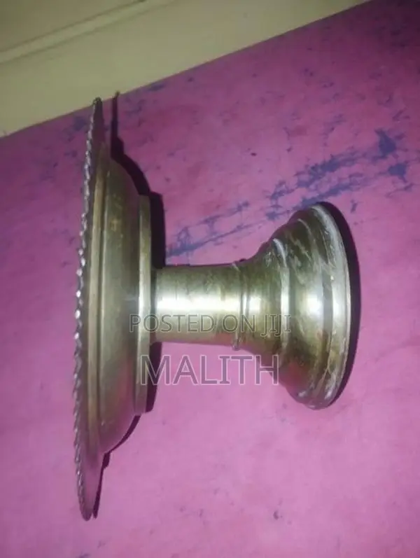 19th Century Large 50cm Antique Brass Pedestal Tray - 2kg Heavy