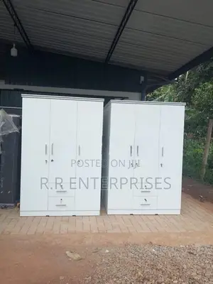 white 3 Door Melamine Wardrobes .
