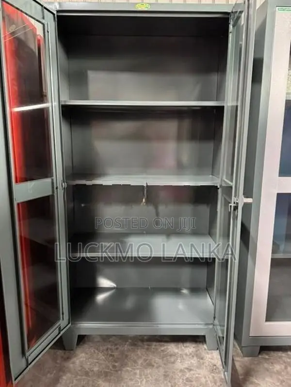 New 6x3 Size Steel Glass Office Cupboard (Jj9)