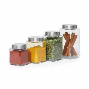 Transparent Square Glass Jar