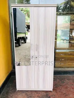 Ash White 2 Door Melamine Wardrobes with Mirror