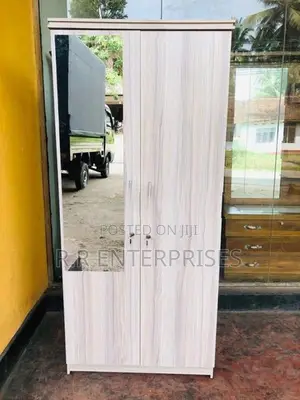 Ash White 2 Door Melamine Wardrobes with Mirror